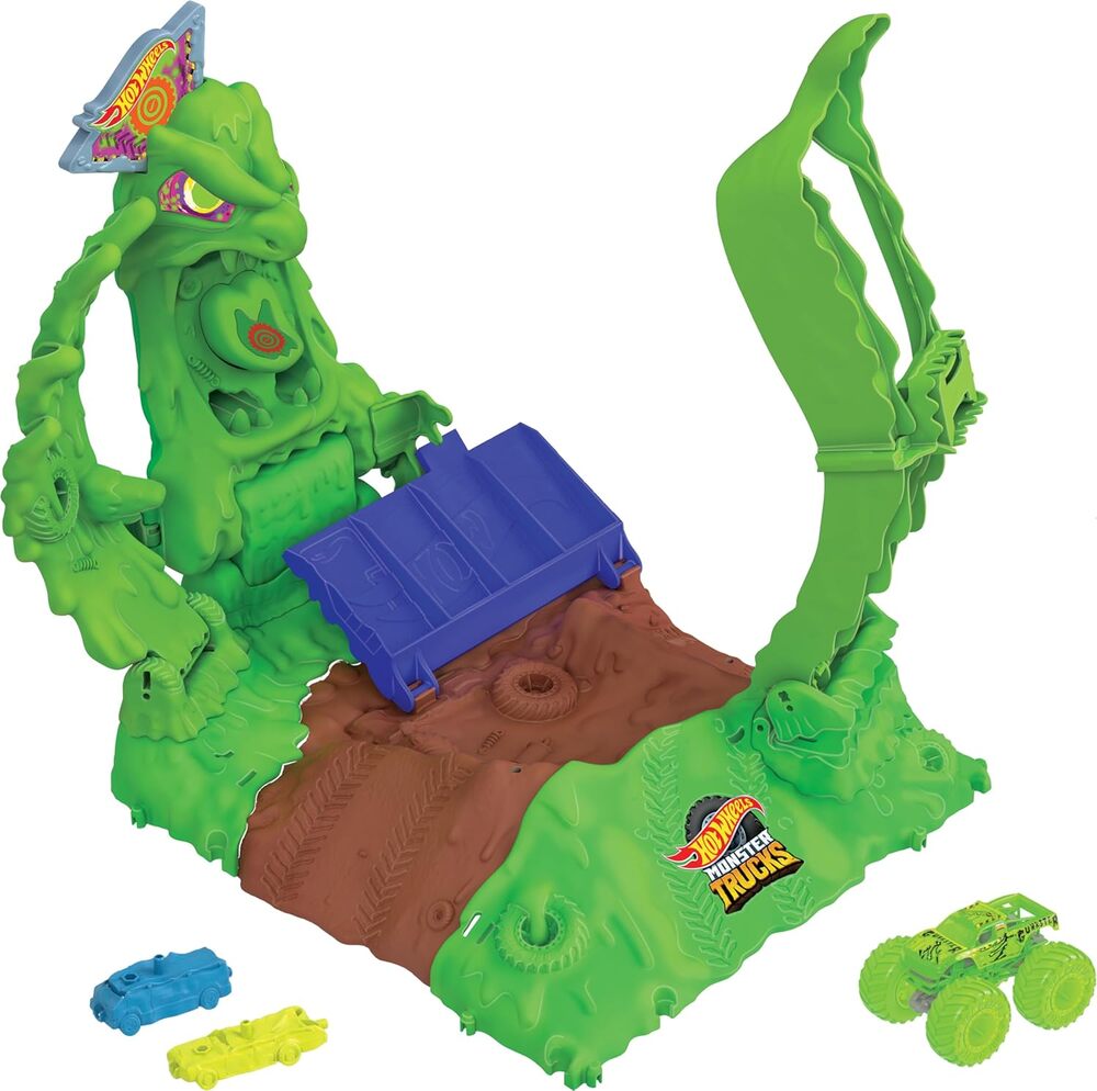 Hot Wheels Monster Truck Arena Smashers Glow-in-The-Dark Gunkster Playset NWT